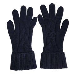 CHANEL Gloves in Dark Blue Cashmere Size 7.5