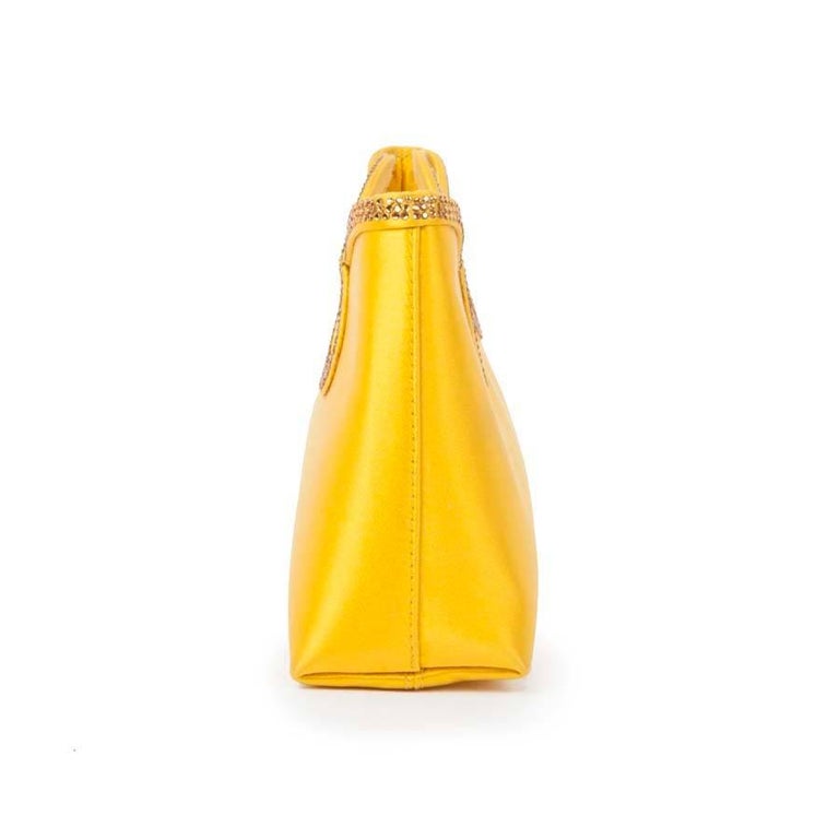 WALTER STEIGER Mini Cocktail Bag in Lemon Yellow Silk and Rhinestones ...