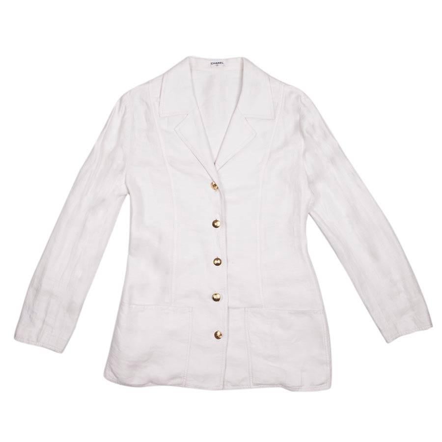 Chanel Jacket in Ecru Linen Size 38fr