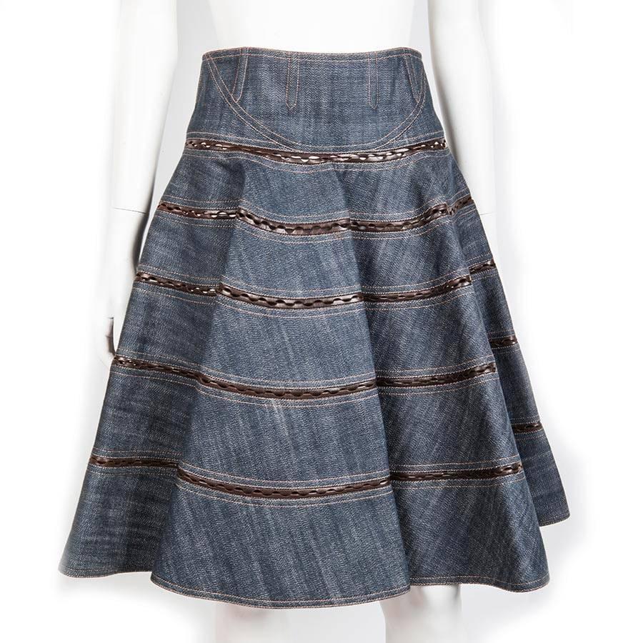 Alaia Skirt in Denim and Vest In Viscose, Set Size 36FR For Sale 1