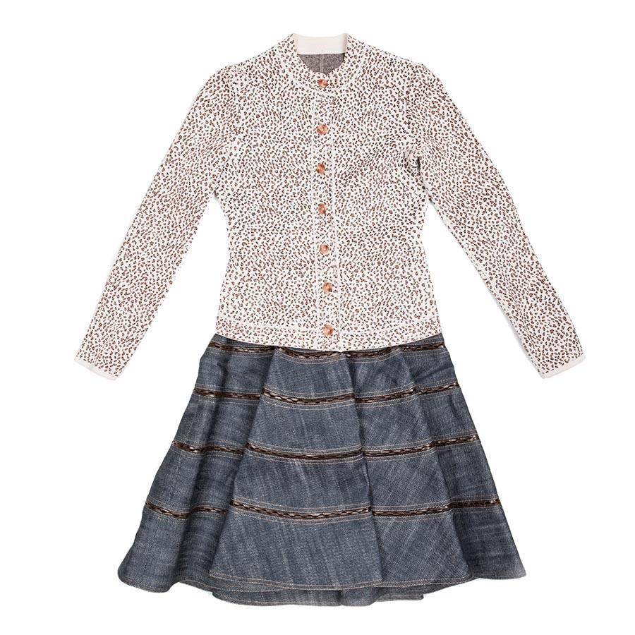 Alaia Skirt in Denim and Vest In Viscose, Set Size 36FR For Sale