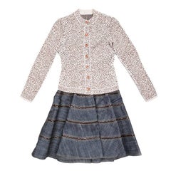 Alaia Skirt in Denim and Vest In Viscose, Set Size 36FR