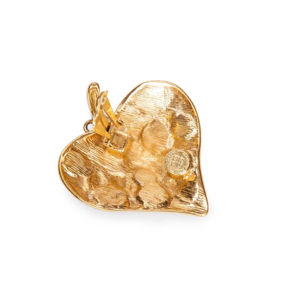 Women's GIVENCHY Leaf Shaped Clip-on Earrings in Gilt Metal, Pearls and Molten Glass