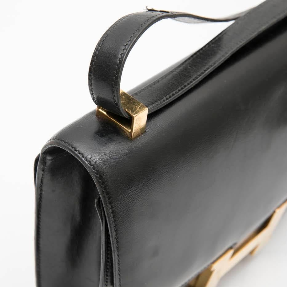 HERMES 'Constance' Vintage Bag in Black Box Leather 1