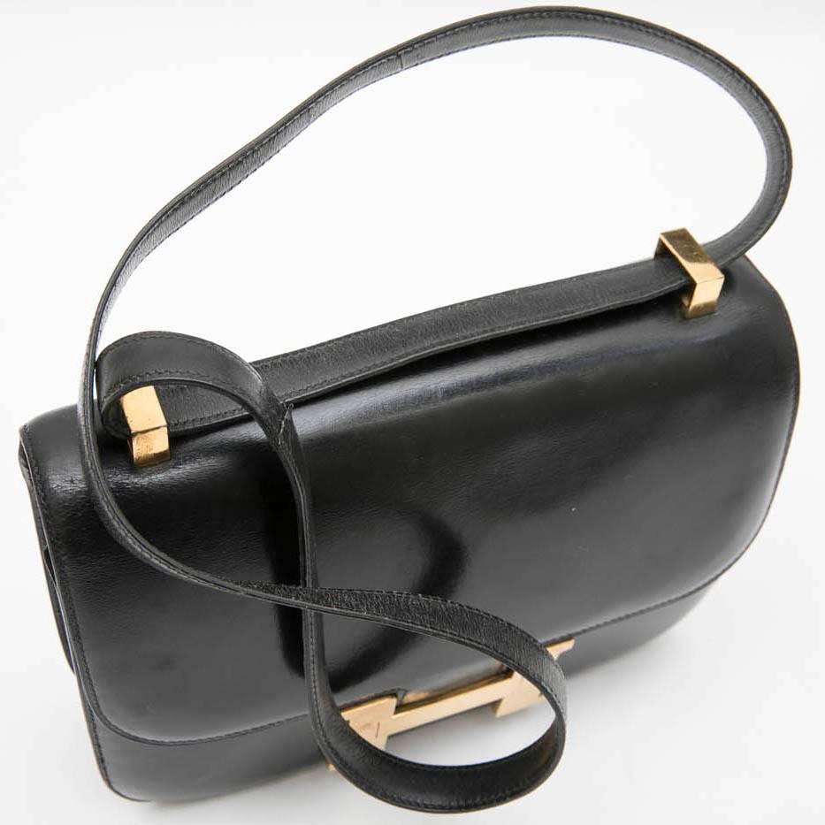 Women's HERMES 'Constance' Vintage Bag in Black Box Leather