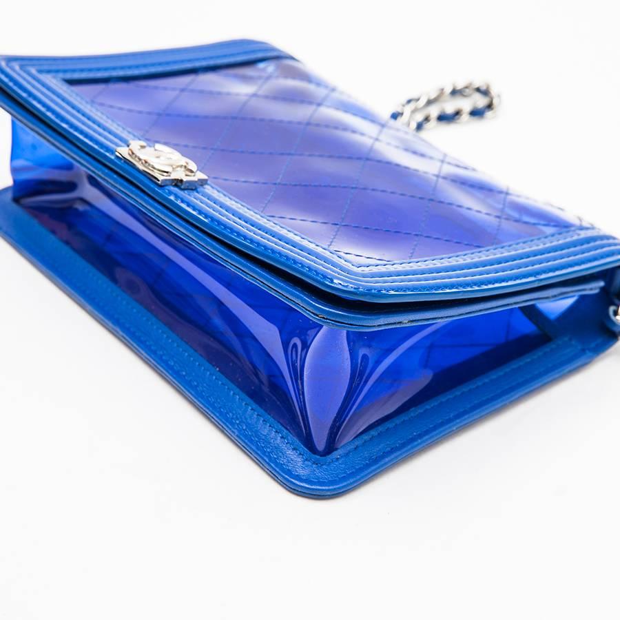 Women's CHANEL 'Boy' Transparent Blue Electric Edged with Leather Mini Bag 