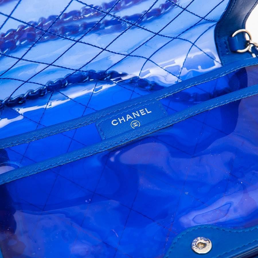 CHANEL 'Boy' Transparent Blue Electric Edged with Leather Mini Bag  1