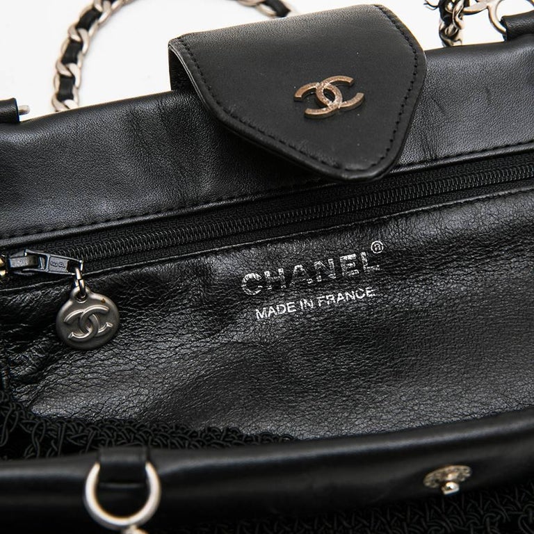 CHANEL Bag in Black Leather and Crochet For Sale at 1stdibs