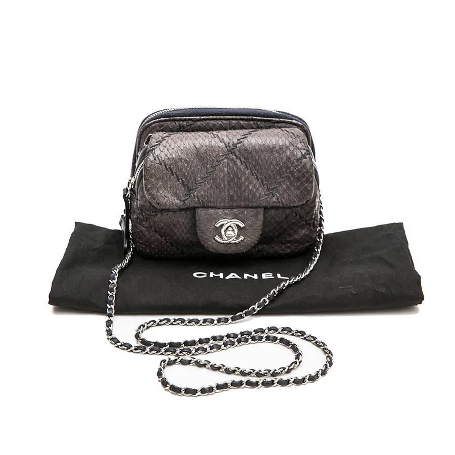 CHANEL Mini Quilted Flap Bag in a Gradient of Purple Freshwater Snake Leather 3