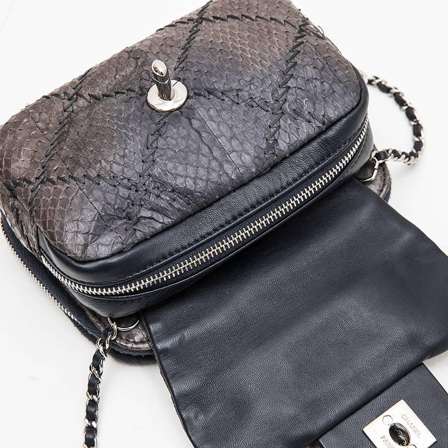CHANEL Mini Quilted Flap Bag in a Gradient of Purple Freshwater Snake Leather 1