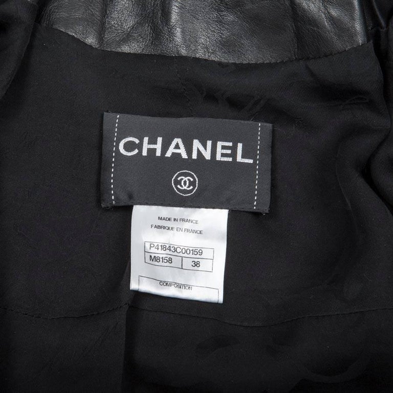 CHANEL Quilted Jacket in Black Lamb Leather Stitched with White Mohair ...
