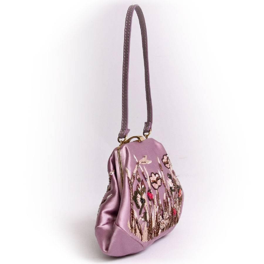VALENTINO Mini-Abendtasche aus lila bestickter Seide Damen