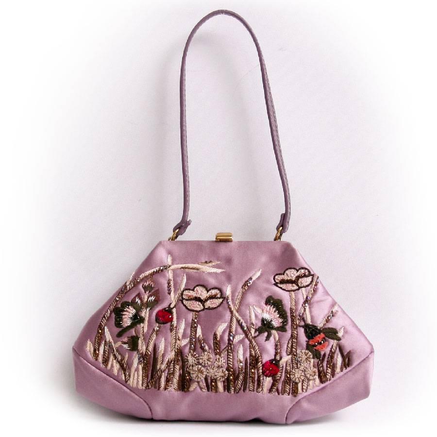 VALENTINO Mini-Abendtasche aus lila bestickter Seide (Braun)