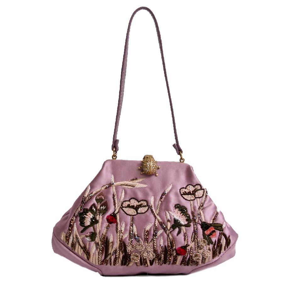 VALENTINO Mini-Abendtasche aus lila bestickter Seide 3