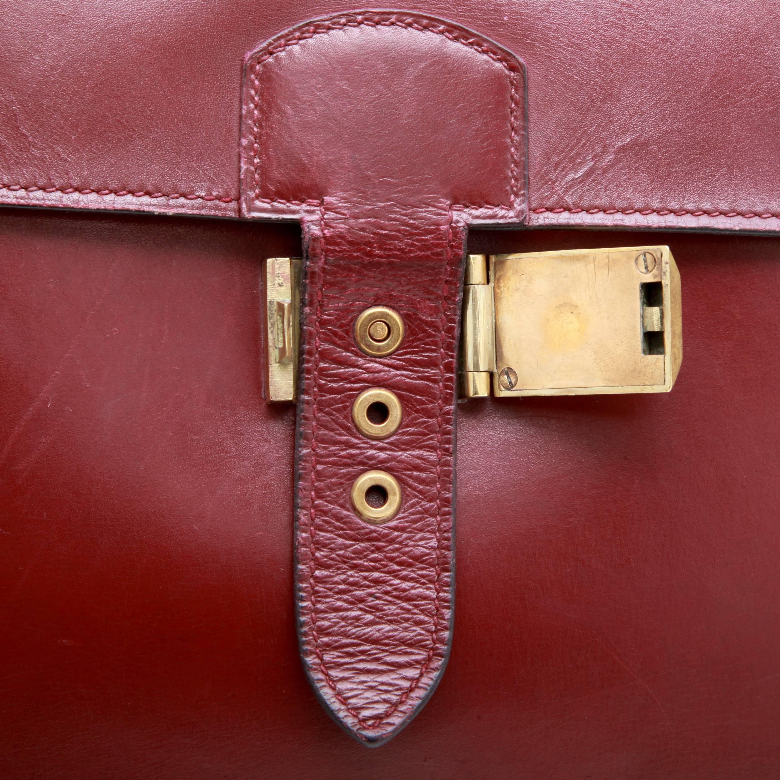 HERMES Vintage Satchel Bag in H Red Box Leather 3