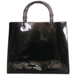 Collector GUCCI Smoked-Colored Plastic Tote Bag with Bamboo Handle
