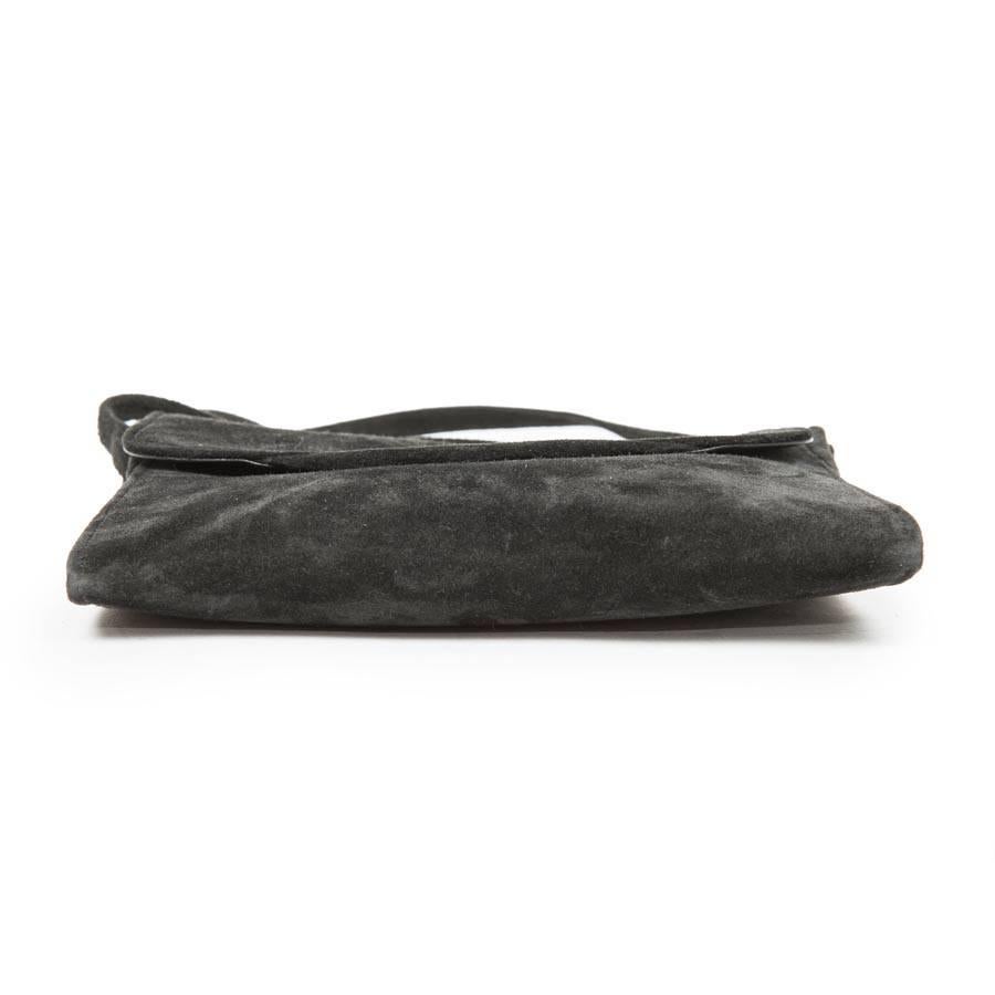 HERMES Vintage Clutch in Black Suede In Good Condition In Paris, FR