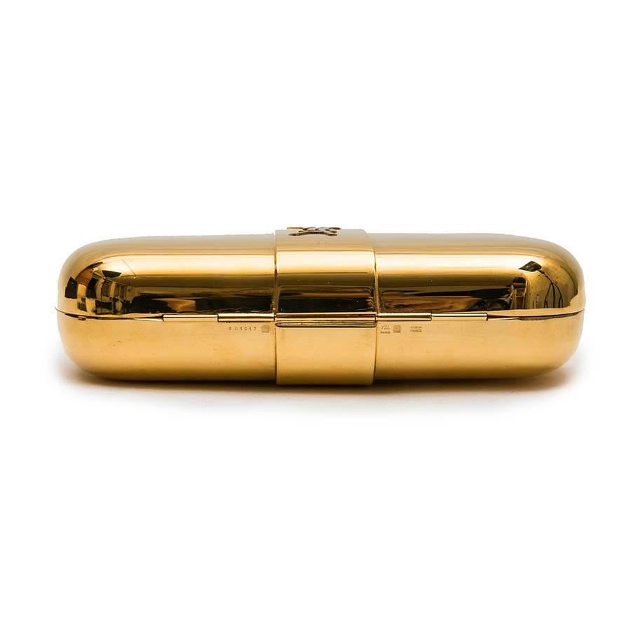 Brown YVES SAINT LAURENT Minaudière Vintage Haute Couture in Gold Plated Metal