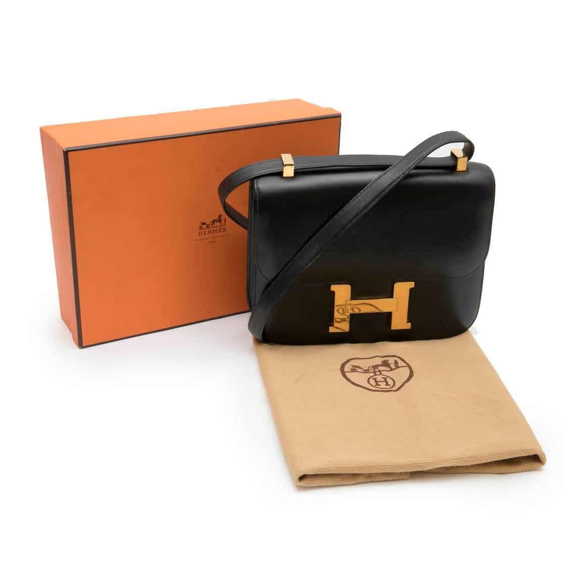HERMES 'Constance' Vintage Bag in Black Box Leather 1