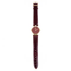 Vintage CARTIER 'Must' Watch with a Burgundy Dial and Leather Strap