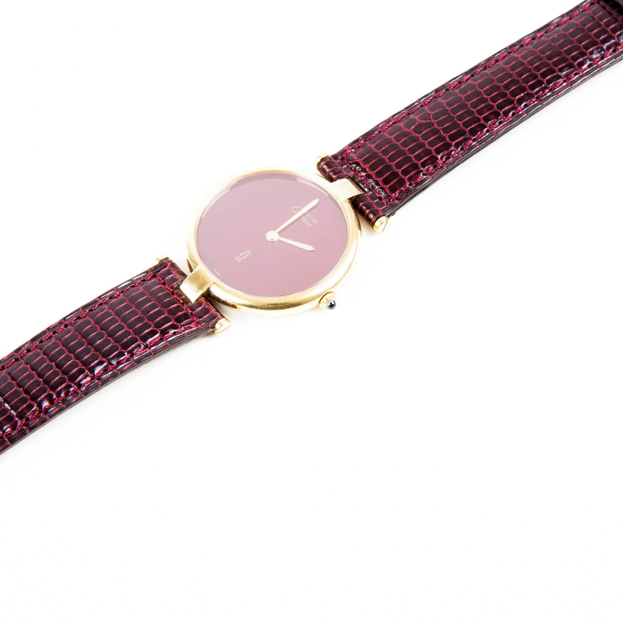 cartier burgundy watch