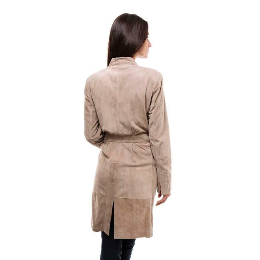 BRUNELLO CUCINELLI Long Coat in Beige Suede Size 40EU 3