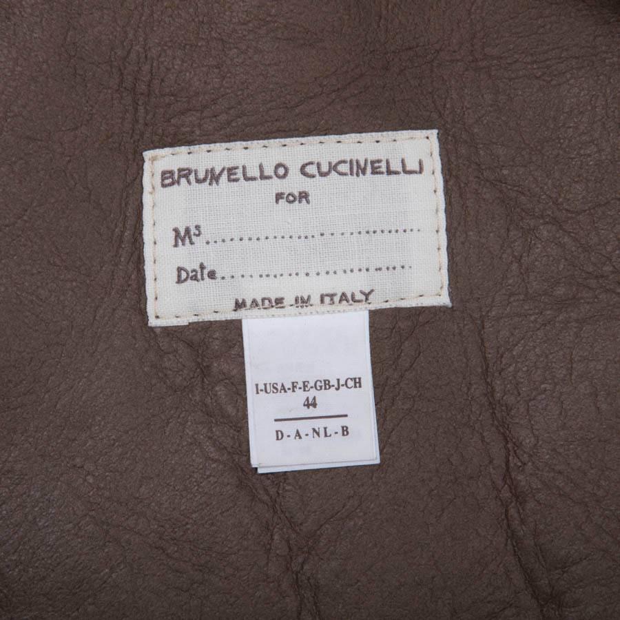 BRUNELLO CUCINELLI Sleeveless Jacket in Gray Turned Sheep Skin and Fox Fur  In Good Condition In Paris, FR
