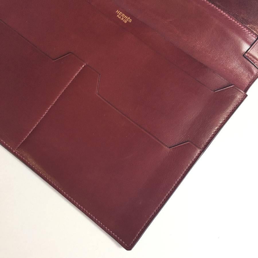 HERMES Vintage Mail Pouch in Bordeaux Box Leather 2