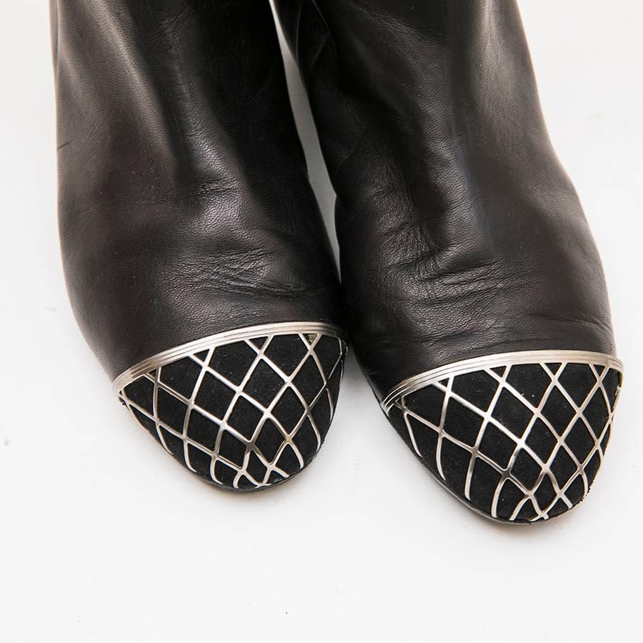 CHANEL Boots in Black Smooth Lamb Leather Size 37FR 2