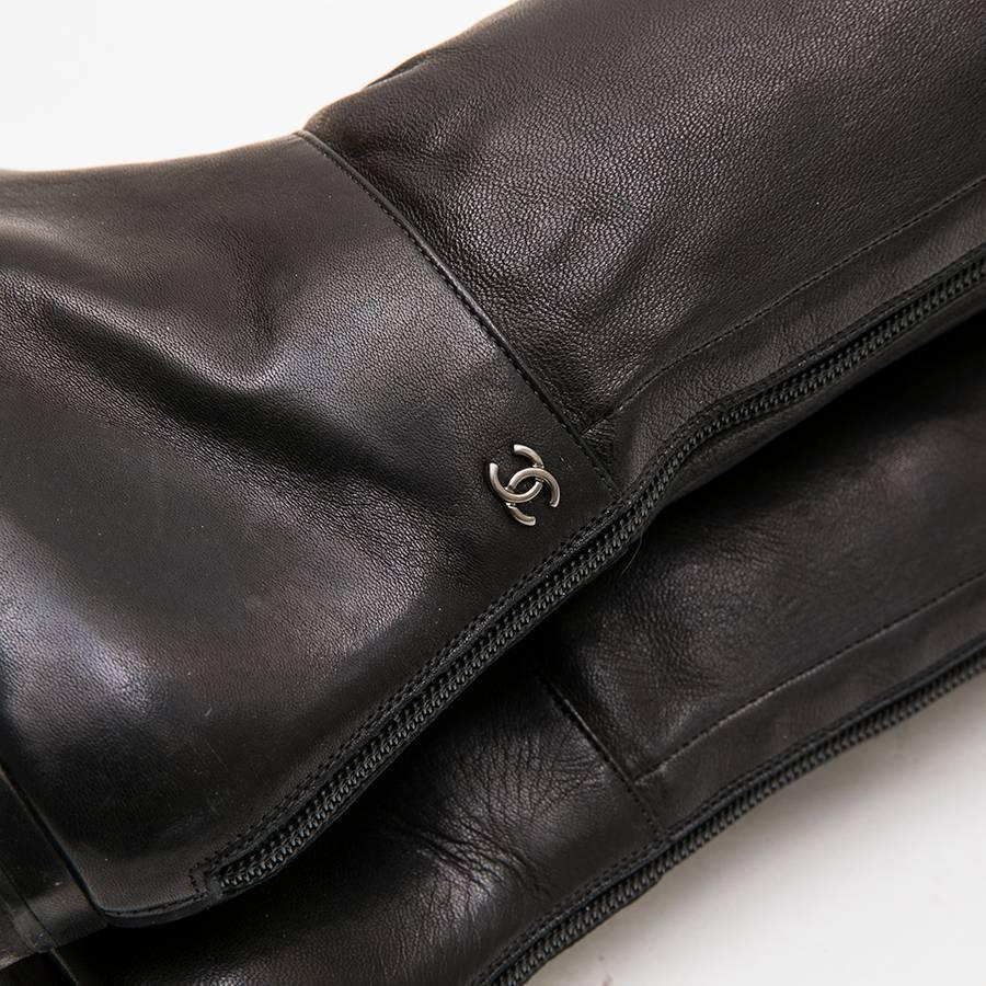 CHANEL Boots in Black Smooth Lamb Leather Size 37FR 4