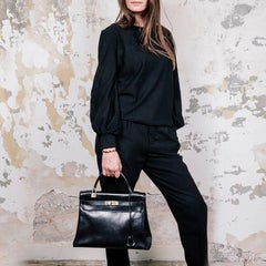 HERMES Vintage Kelly 32 bag in Black Box Leather
