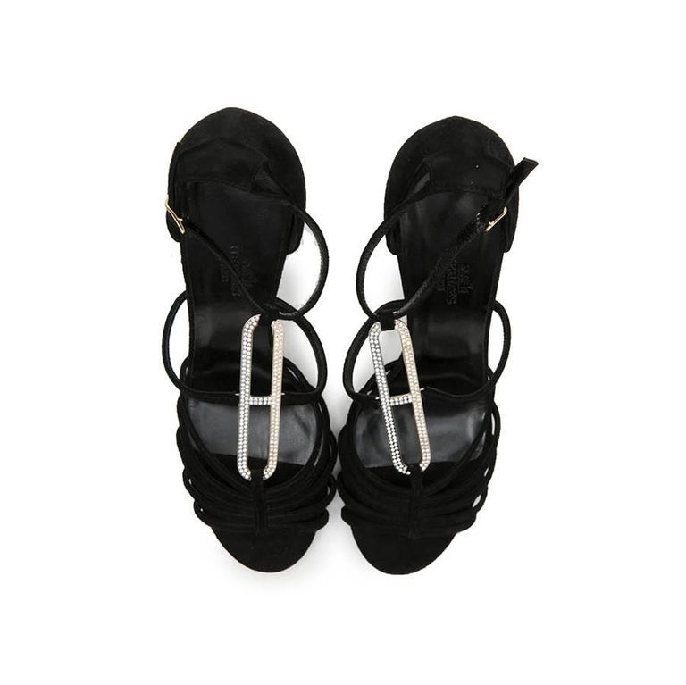 HERMES High Heels Sandals in Black Suede Size 39FR For Sale at 1stDibs ...