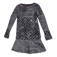 Robe CHANEL en tweed noir et cuir Taille 38FR