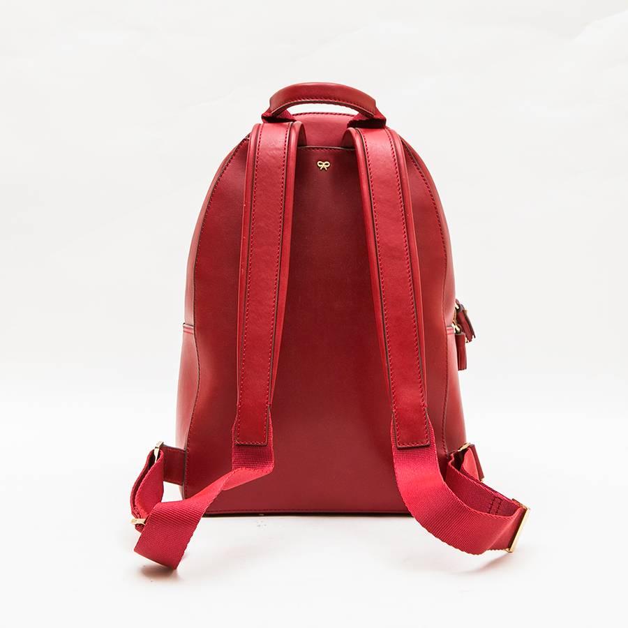 Red ANYA HINDMARCH Backpack in Burgundy Smooth Leather