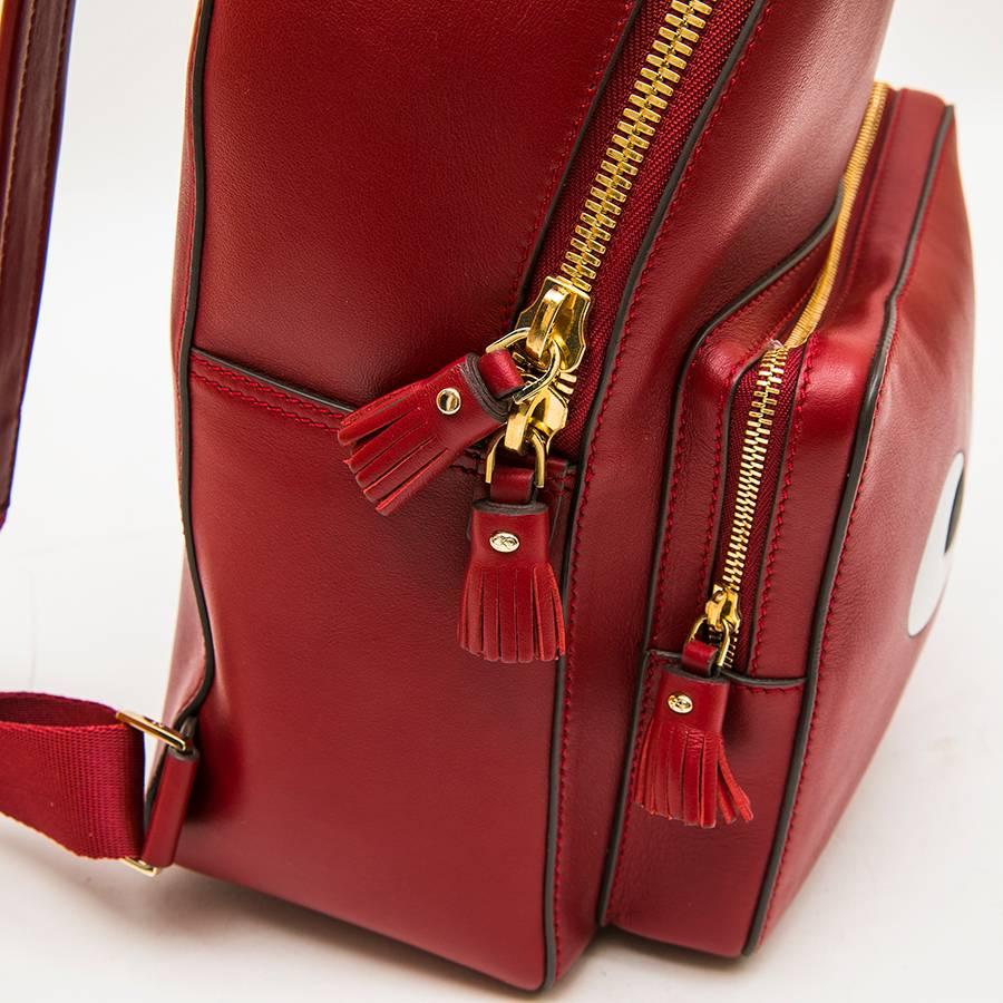 Women's or Men's ANYA HINDMARCH Backpack in Burgundy Smooth Leather