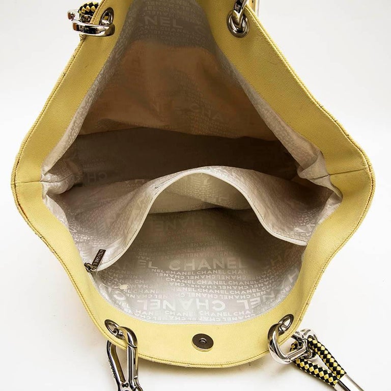 CHANEL Vintage Tote Bag in Yellow Canvas For Sale at 1stDibs