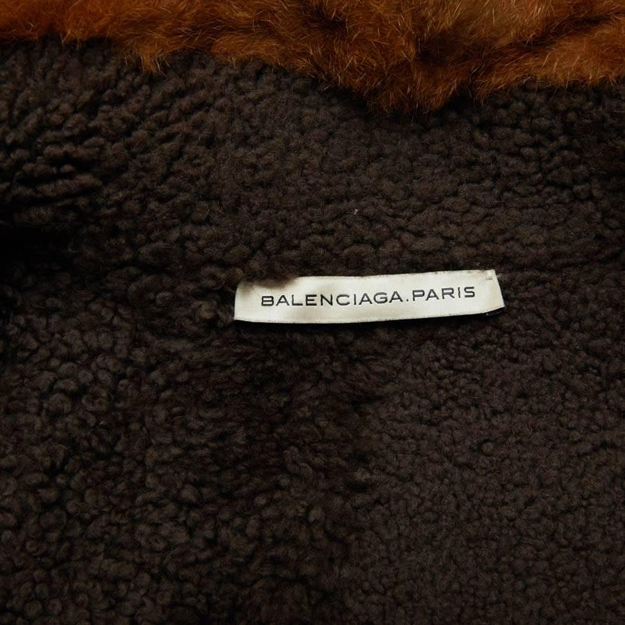 Balenciaga Mid-Length Coat in Brown Returned Lambskin and Aged Leather Size 40 3