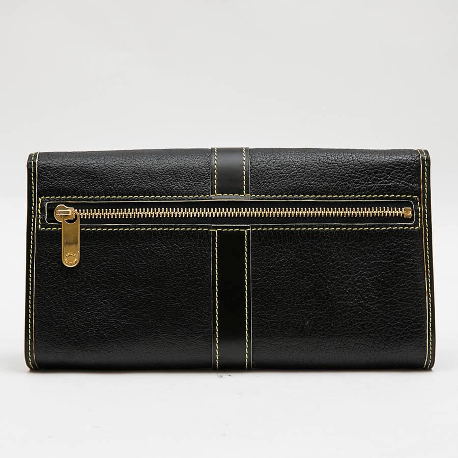 Women's LOUIS VUITTON Clutch in Black Grained Leather with Saddle Stitching
