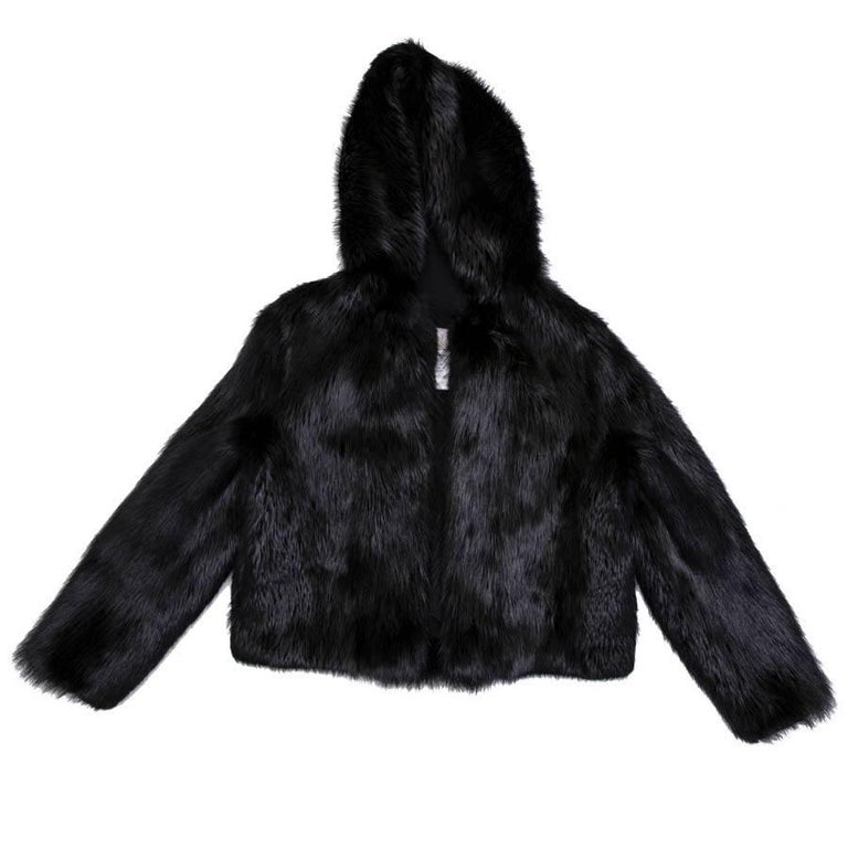 CHLOE Hooded Jacket in Black Beaver Shiny fur Size 38 For Sale at ...