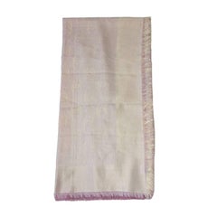 CHANEL Shawl with Small Fringes in Pink and White Cotton and Silk