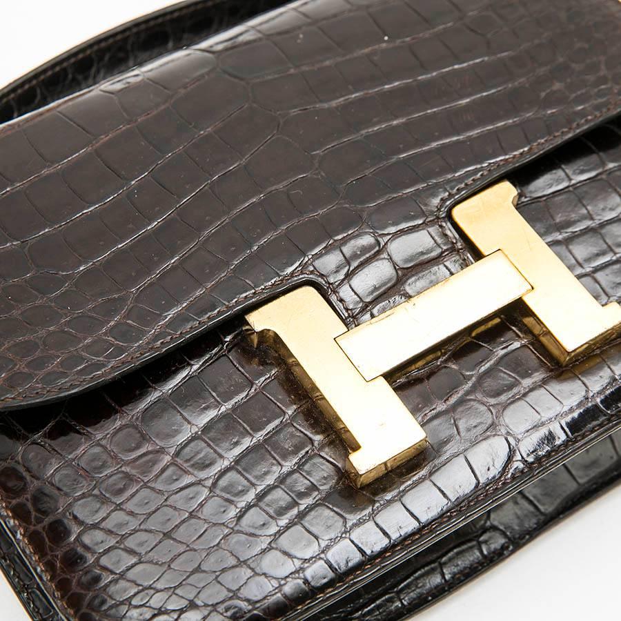 Hermes Vintage Constance Bag in Brown Chocolate Crocodile Leather at ...