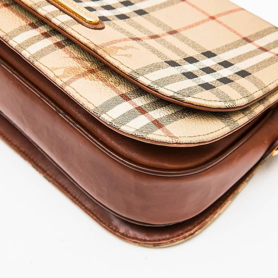 BURBERRY Messenger Bag in Brown Leather and Tartan Canvas 2