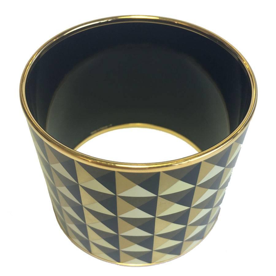 Women's HERMES Mega Large Cuff Bracelet in Colored Enamel and Gold Plated Metal