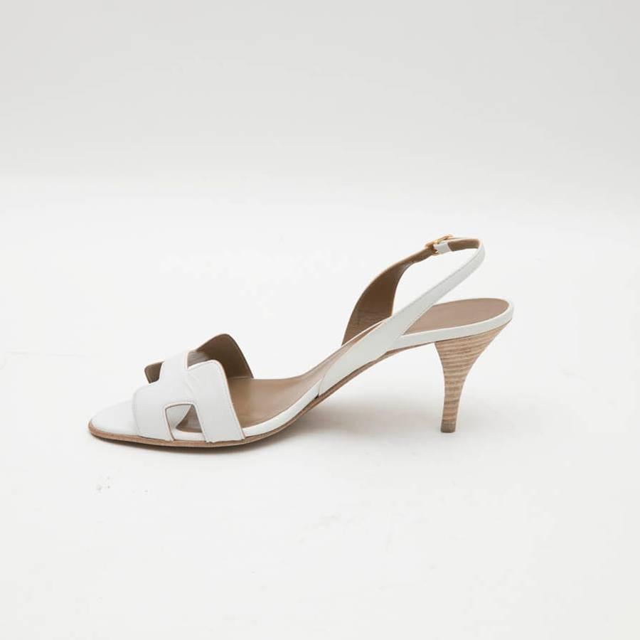 hermes white heels