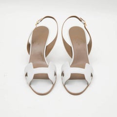 HERMES 'Oran' High Heels Sandals in White Smooth Leather Size 39FR