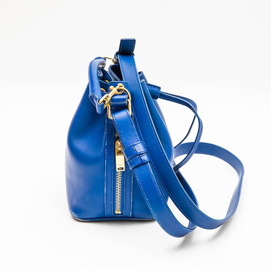 SAINT LAURENT Mini 'Emmanuelle' Bag in Blue Electric Leather In Good Condition In Paris, FR