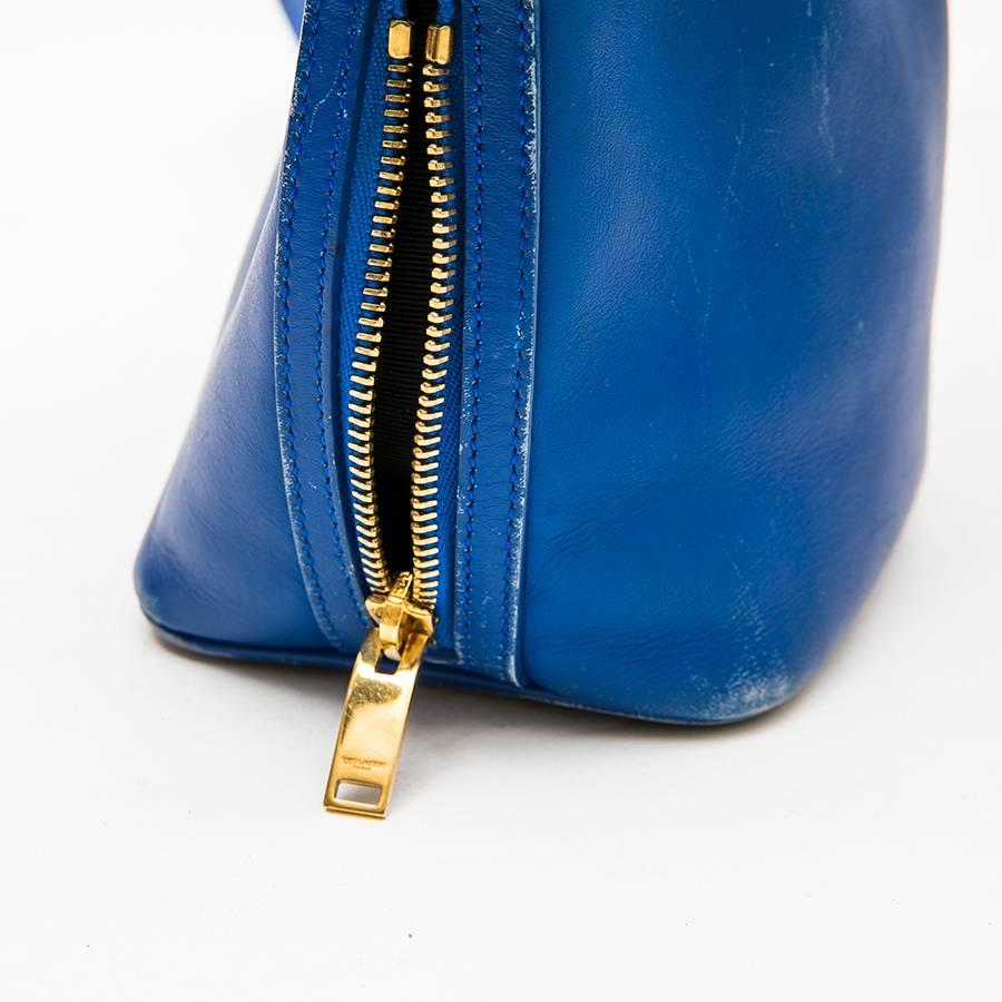 SAINT LAURENT Mini 'Emmanuelle' Bag in Blue Electric Leather 6