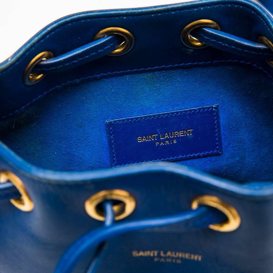 SAINT LAURENT Mini 'Emmanuelle' Bag in Blue Electric Leather 5