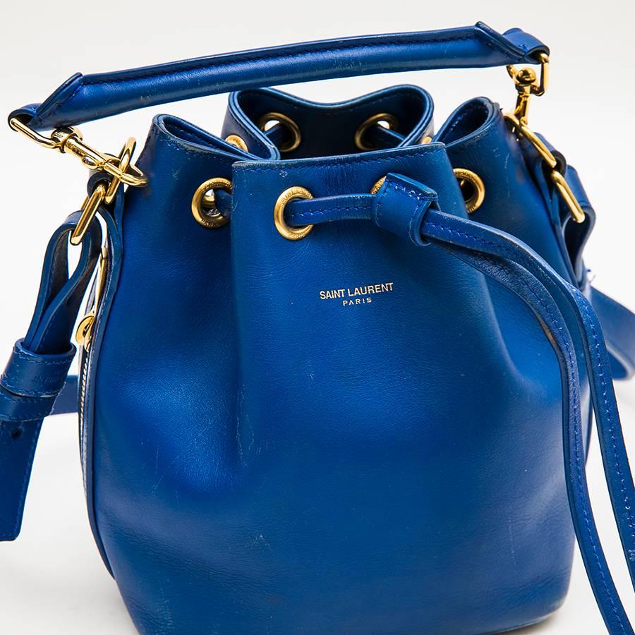 SAINT LAURENT Mini 'Emmanuelle' Bag in Blue Electric Leather 3