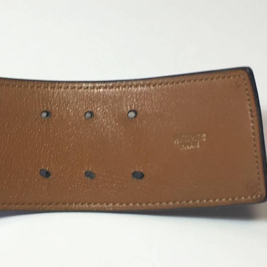 HERMES Vintage Belt in Navy Leather  In Fair Condition In Paris, FR